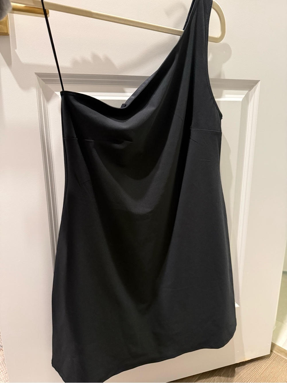 Black One-Shoulder Active Women's Dress
